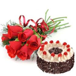 red rose and cake delivery