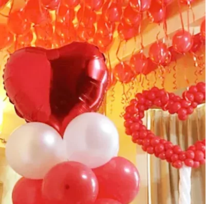 Glowing Red & White Balloon Decoration - Flower N Petals